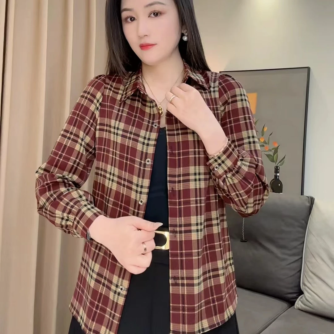 2501格子衬衣休闲时尚百搭春季新款长袖上衣女