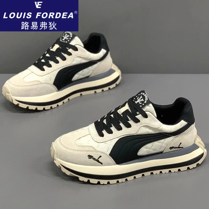 Louis Fordea/路易弗狄男士板鞋运动休闲鞋百搭厚底增高鞋阿甘鞋