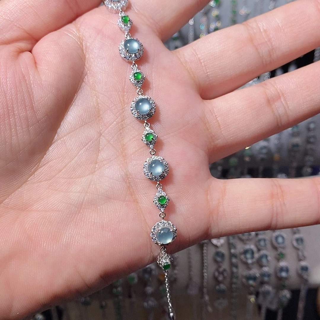 翡翠银S925镶嵌手链