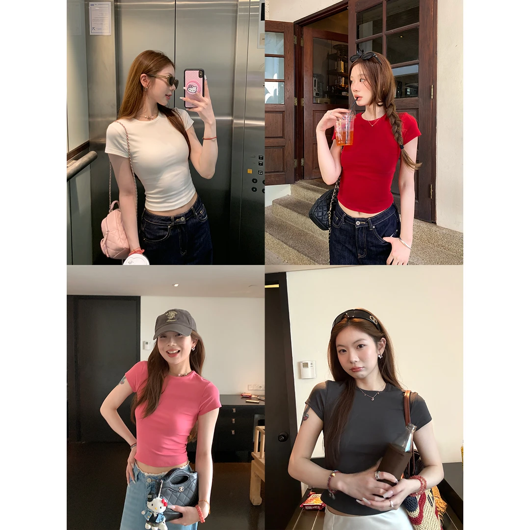 im向 正肩小蛮腰~ 40支奥代尔修身显瘦高弹短袖T