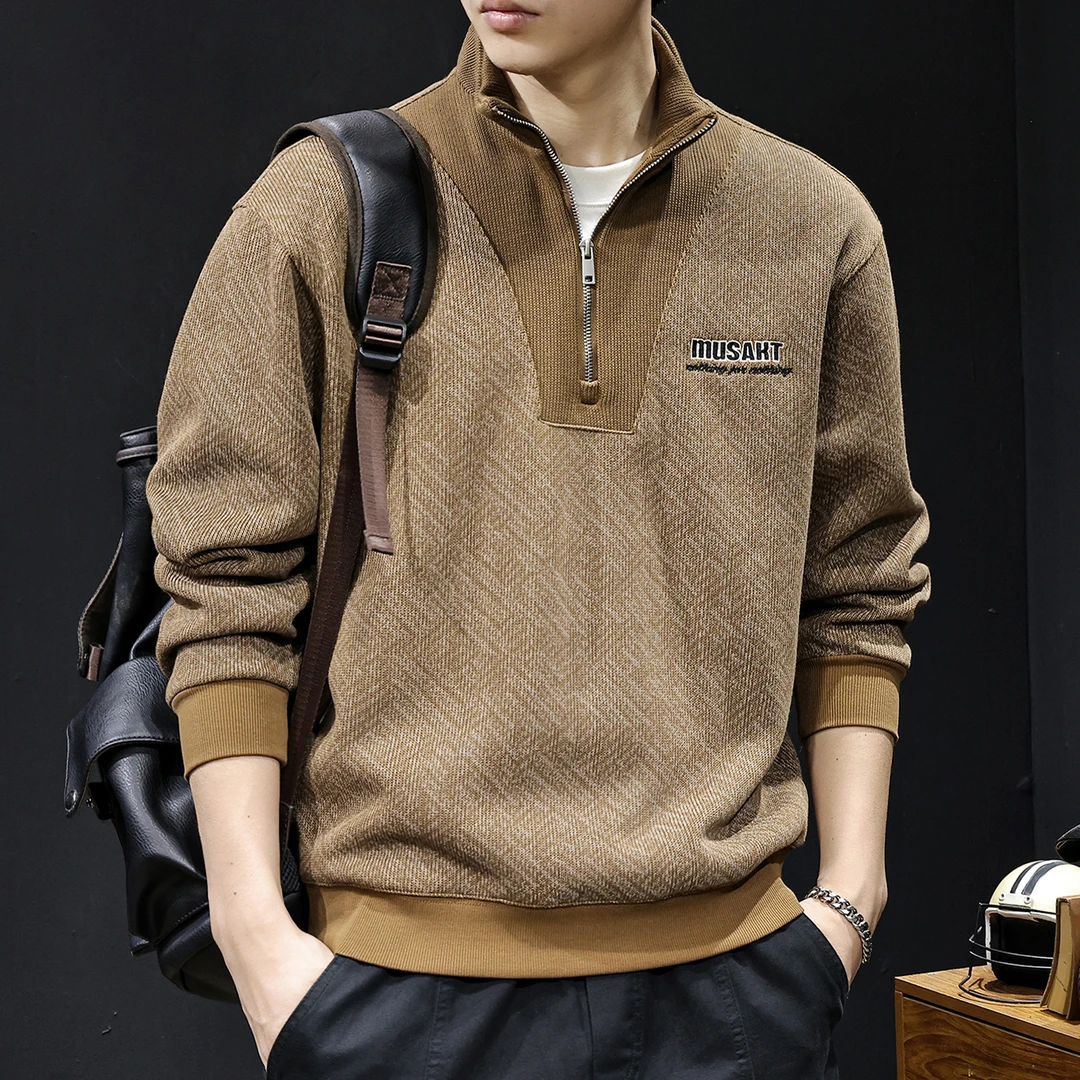 U&PURA半高领拉链立领男士卫衣2025新款春秋季潮牌大码高端衣服