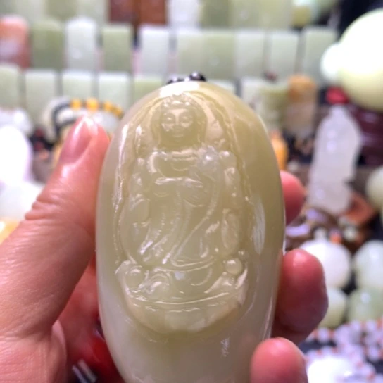 石材方解石手把件