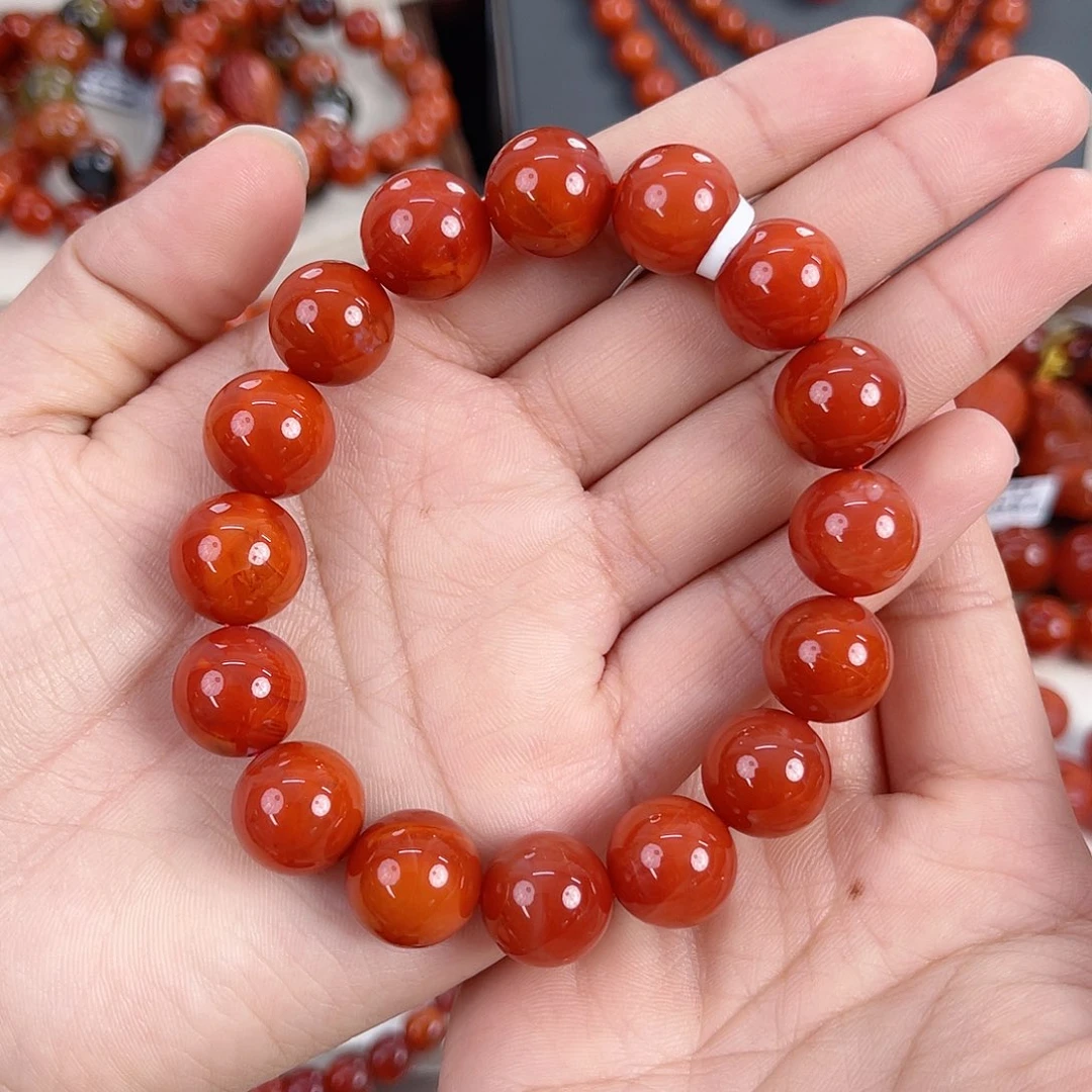 南红玛瑙未镶嵌瓦西高货锦红满肉单圈13mm