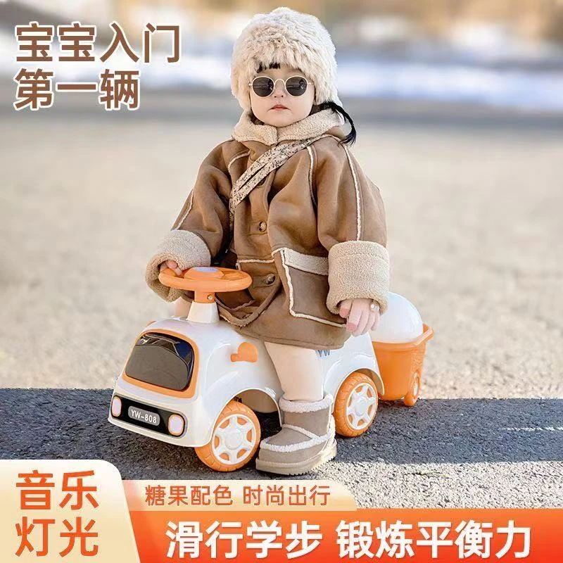 新款儿童卡通四轮平衡车滑行车1-3岁宝宝溜溜车带音乐灯光玩具车