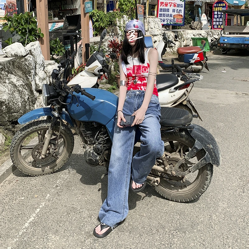 2025春季好货泰兰德穿搭新款毛边设计宽松显瘦直筒阔腿牛仔裤