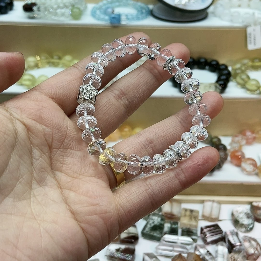 水晶手串未镶嵌第*天白蹦迪珠素圈