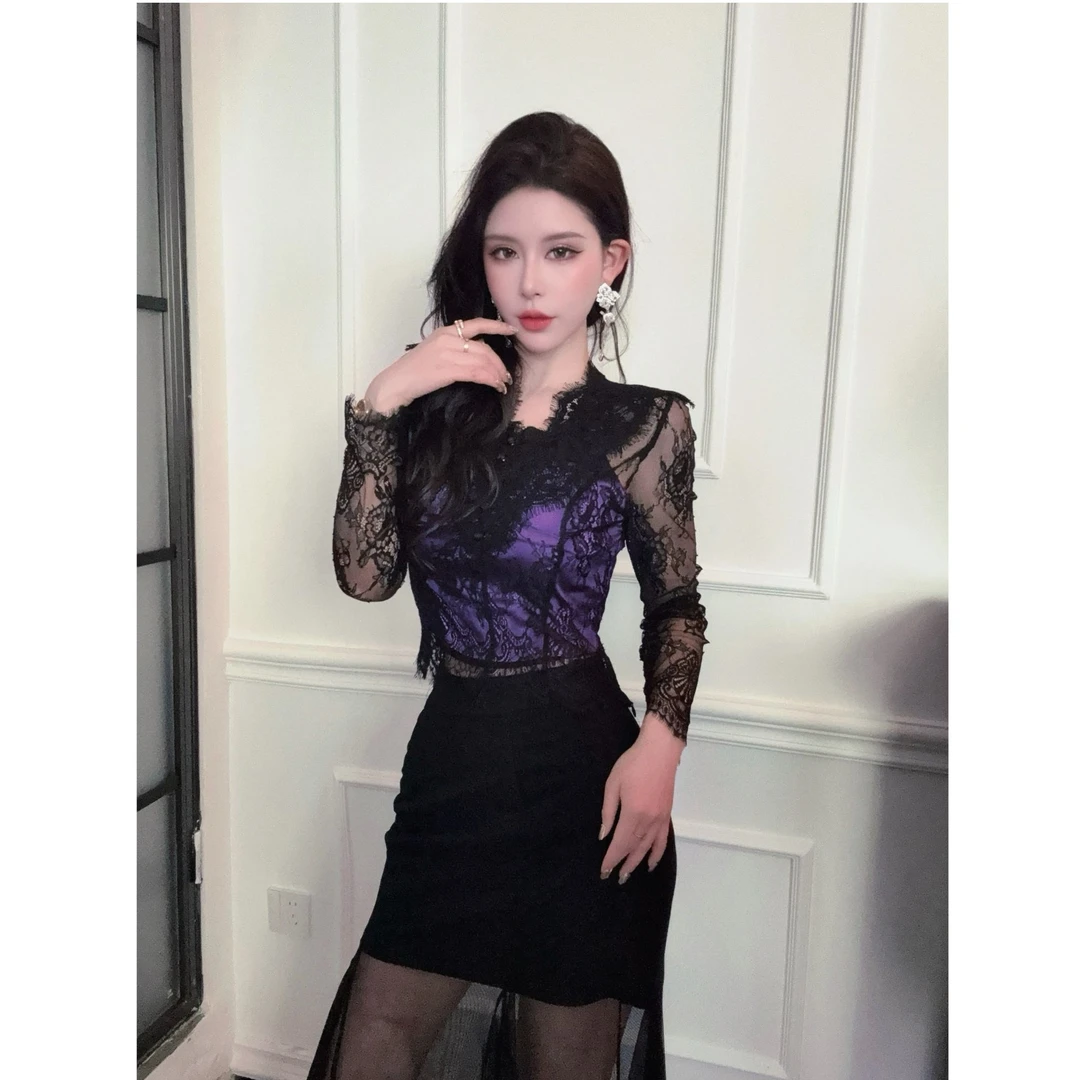 SS姗姗蕾丝气质设计感轻奢时尚打底性感上衣50270051