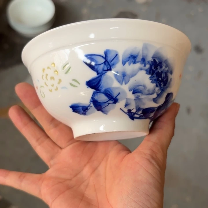 青瓷景德镇陶瓷微瑕两只米饭碗