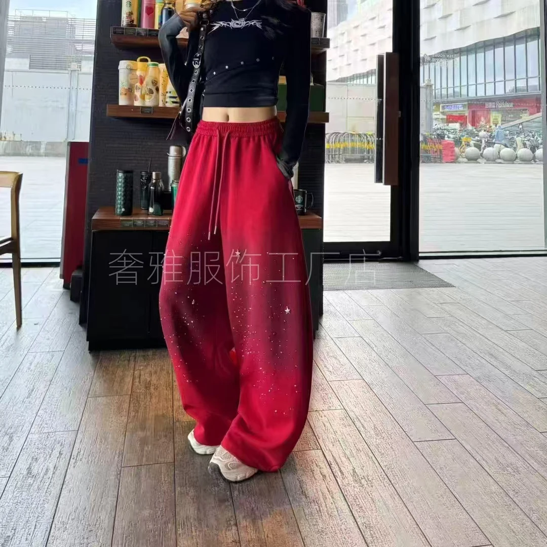 (带钻332511)休闲设计显瘦休闲阔腿裤时尚新颖百搭长裤