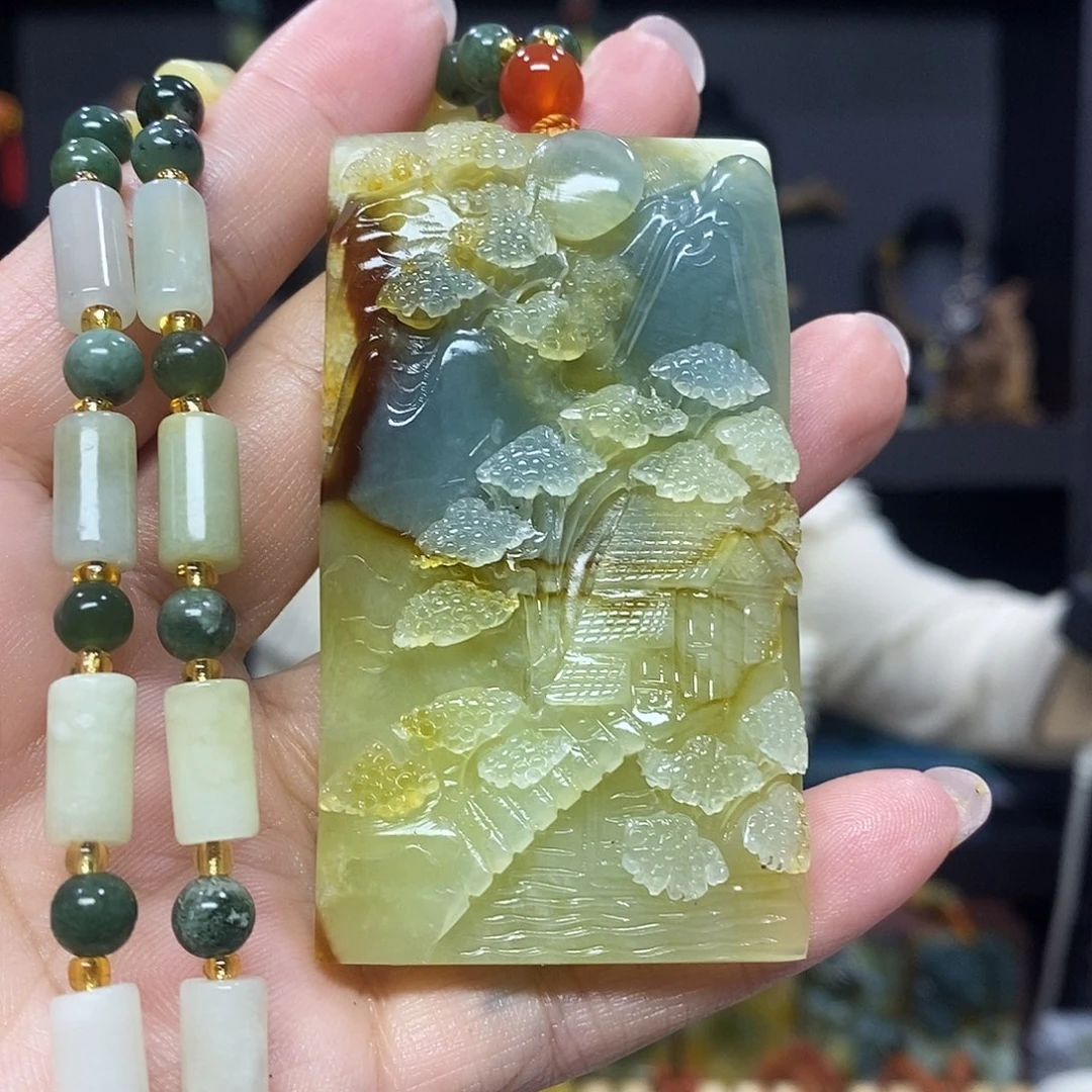 未镶嵌岫玉挂件吊坠项链