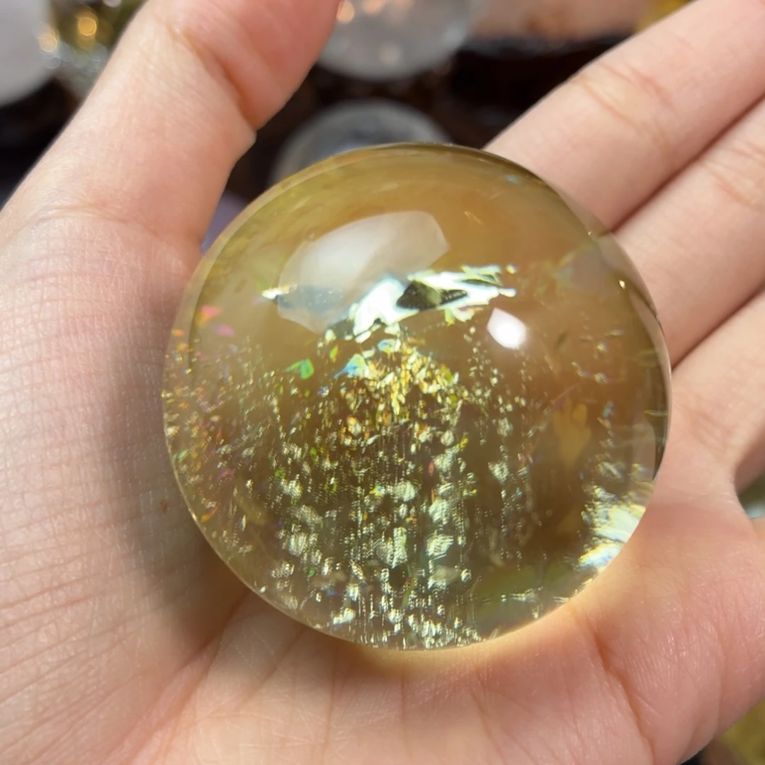 刘****黄晶珠宝半成品未镶嵌七彩玫瑰45.2mm