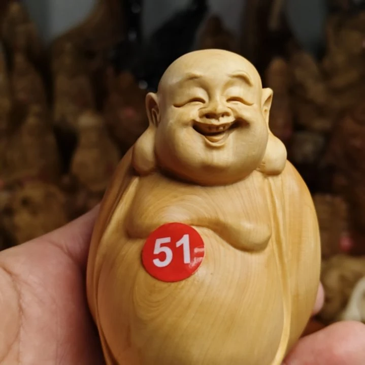 柏木大肚弥勒佛手把件