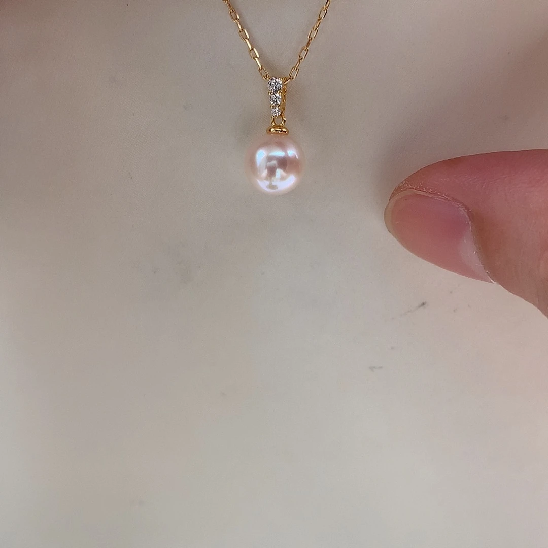 海水珍珠银S925镶嵌吊坠(赠链)8-8.5mm ak