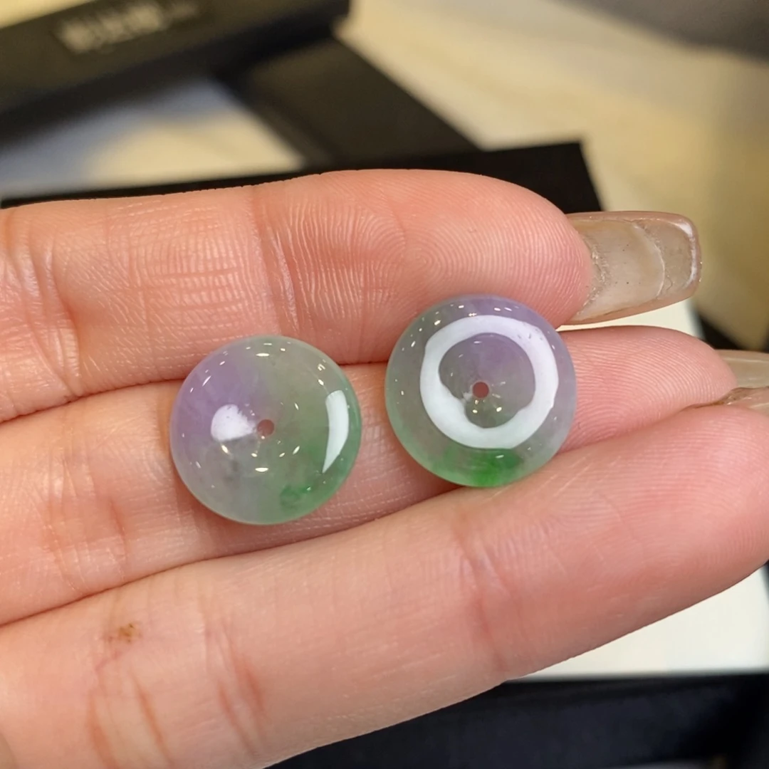 翡翠耳饰未镶嵌春彩平安扣