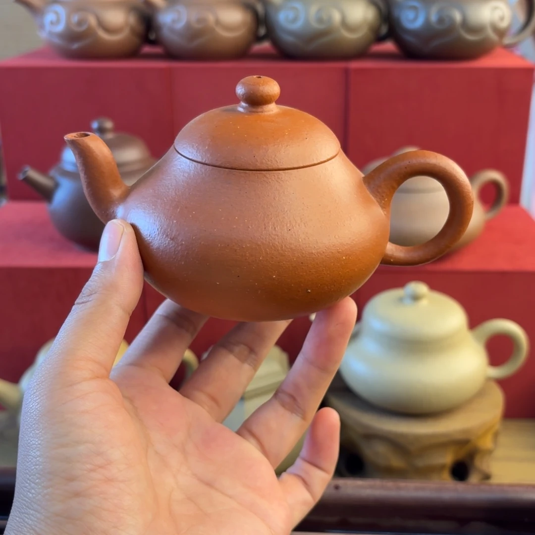 红泥茶壶微微瑕手工料红黄泥无添加半手容量230左右