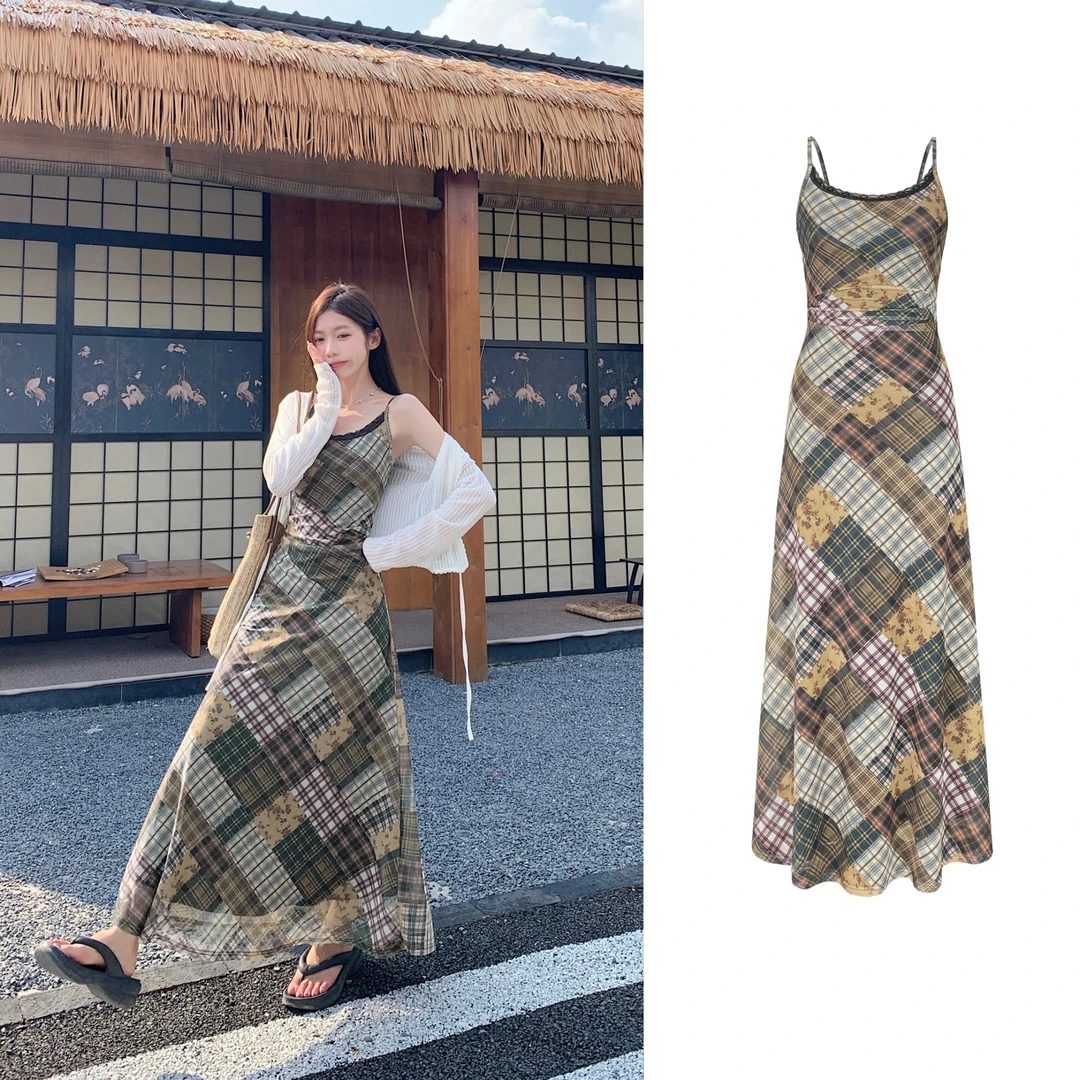 【解构主义】 吊带蕾丝拼接碎花连衣裙C  8709#