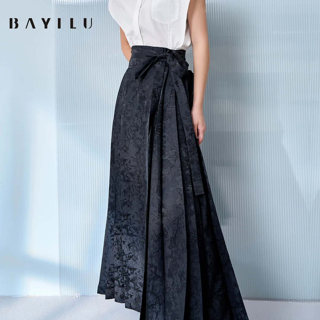 【瑶瑶】芭依璐夏季半身裙女显瘦马面裙绑带长裙90Q3525