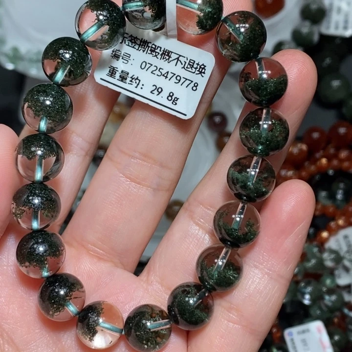 水晶手链未镶嵌绿幽灵聚宝盆手链