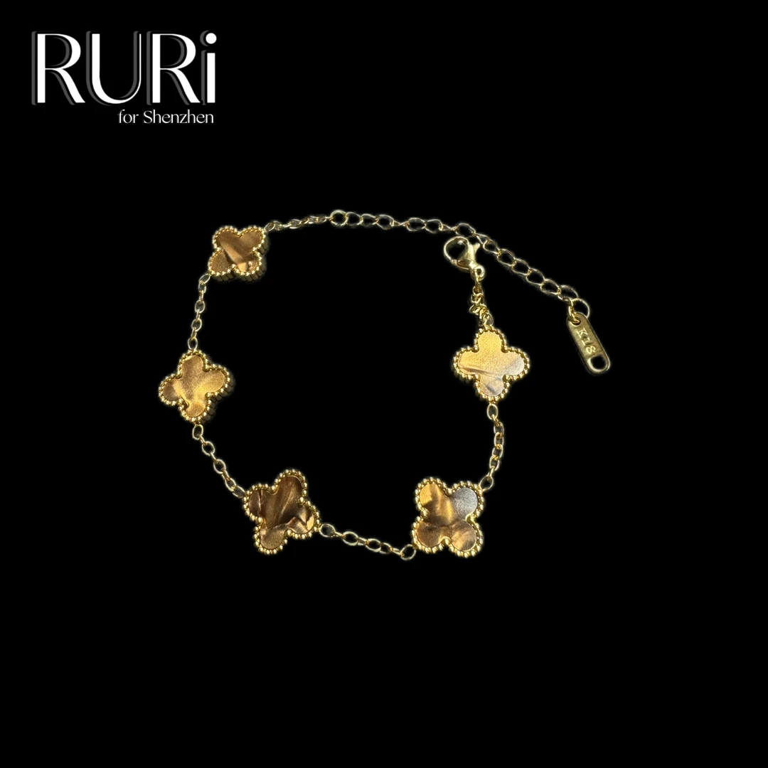 合金仿珍珠手链  简约时尚百搭棕色贝贝四叶手链198