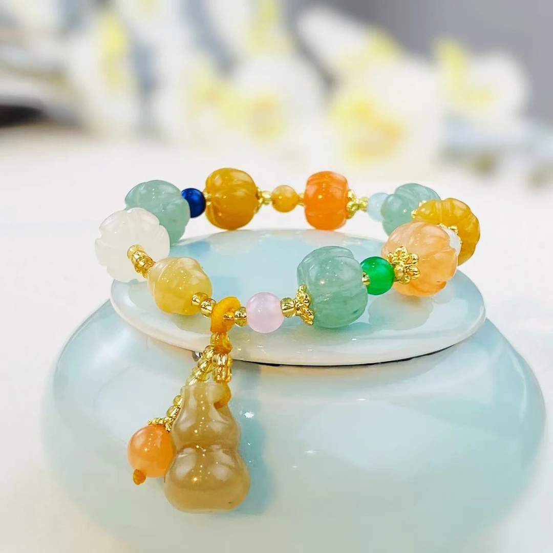 金丝玉（石英岩玉）手链v7【瓜瓜来财手串】爆款小南瓜金丝玉手串