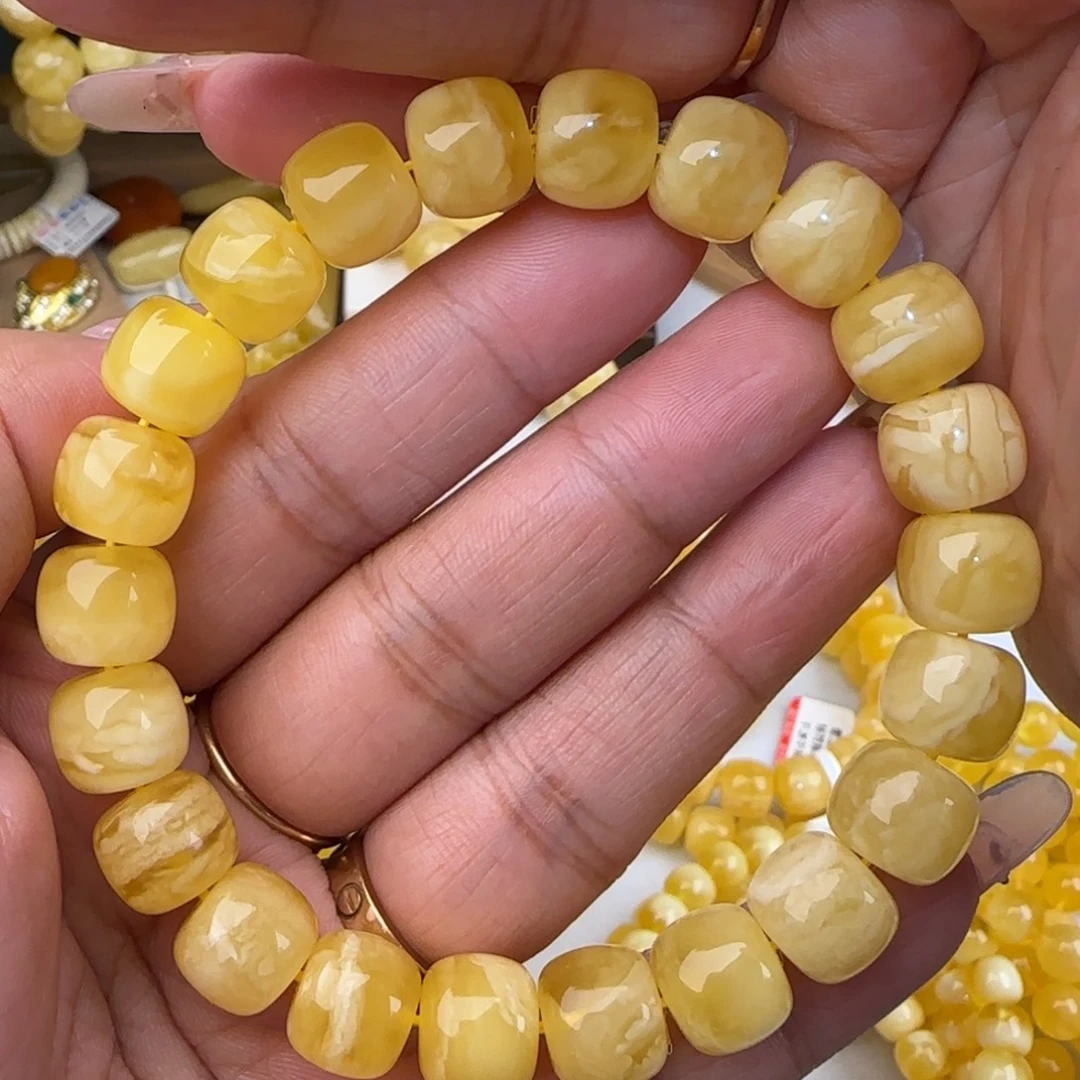 手串蜜蜡未镶嵌妖白花老型手串