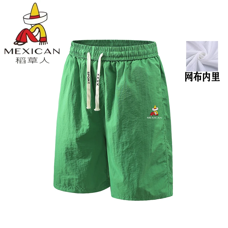 Mexican/稻草人夏季男士宽松休闲短裤速干透气运动沙滩五分裤薄款