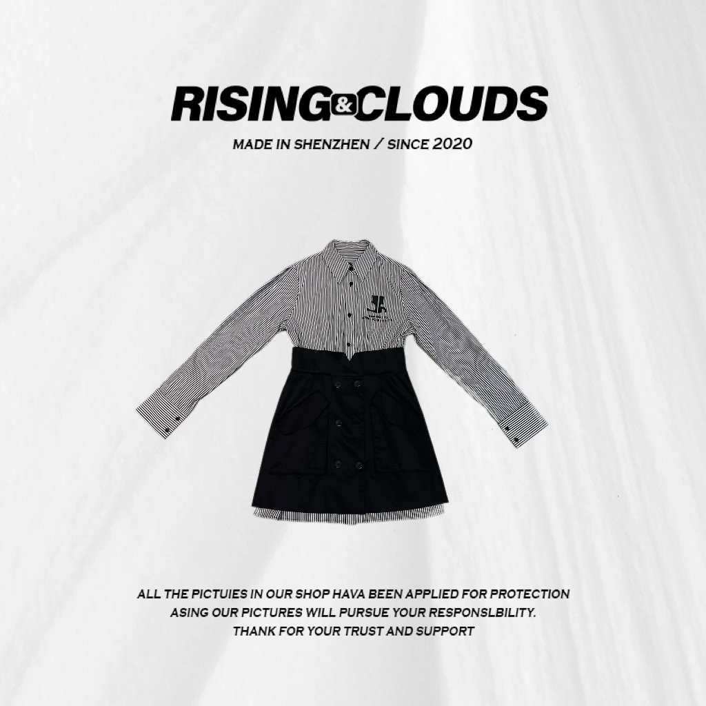 RISING&CLOUDS莎莎【菲晴】气质时尚显瘦短格子拼接连衣裙030018
