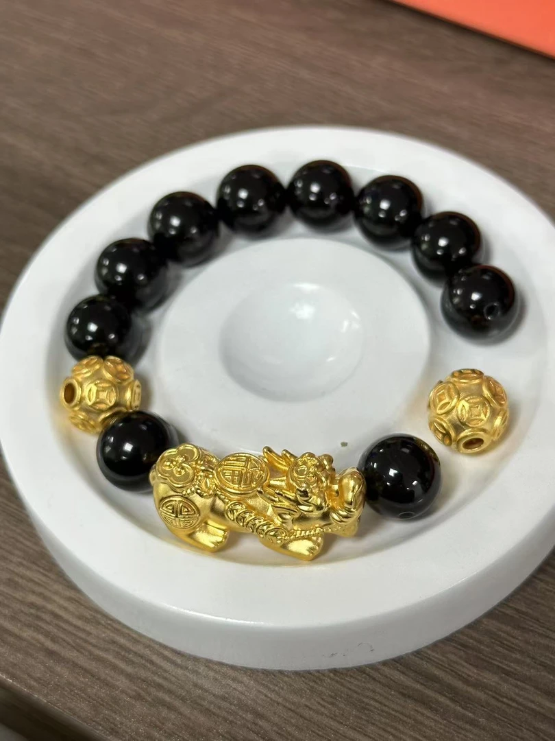 【足金999】卡12转运珠+黄金貔貅
