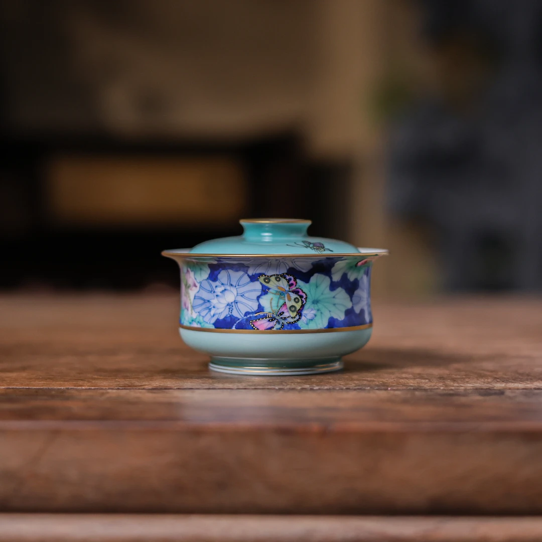 【悦生活】天水碧-华隐堂-碧.玉青荷盖碗-120ml（华隐S1133）