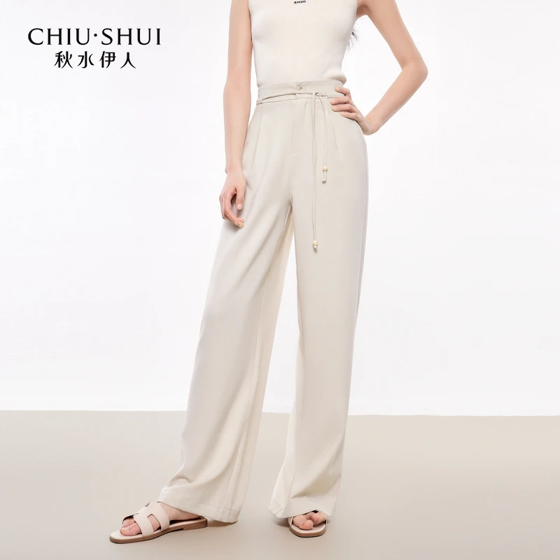 秋水伊人H型休闲裤2025夏季新款女基础简约舒适裤子625202E080097