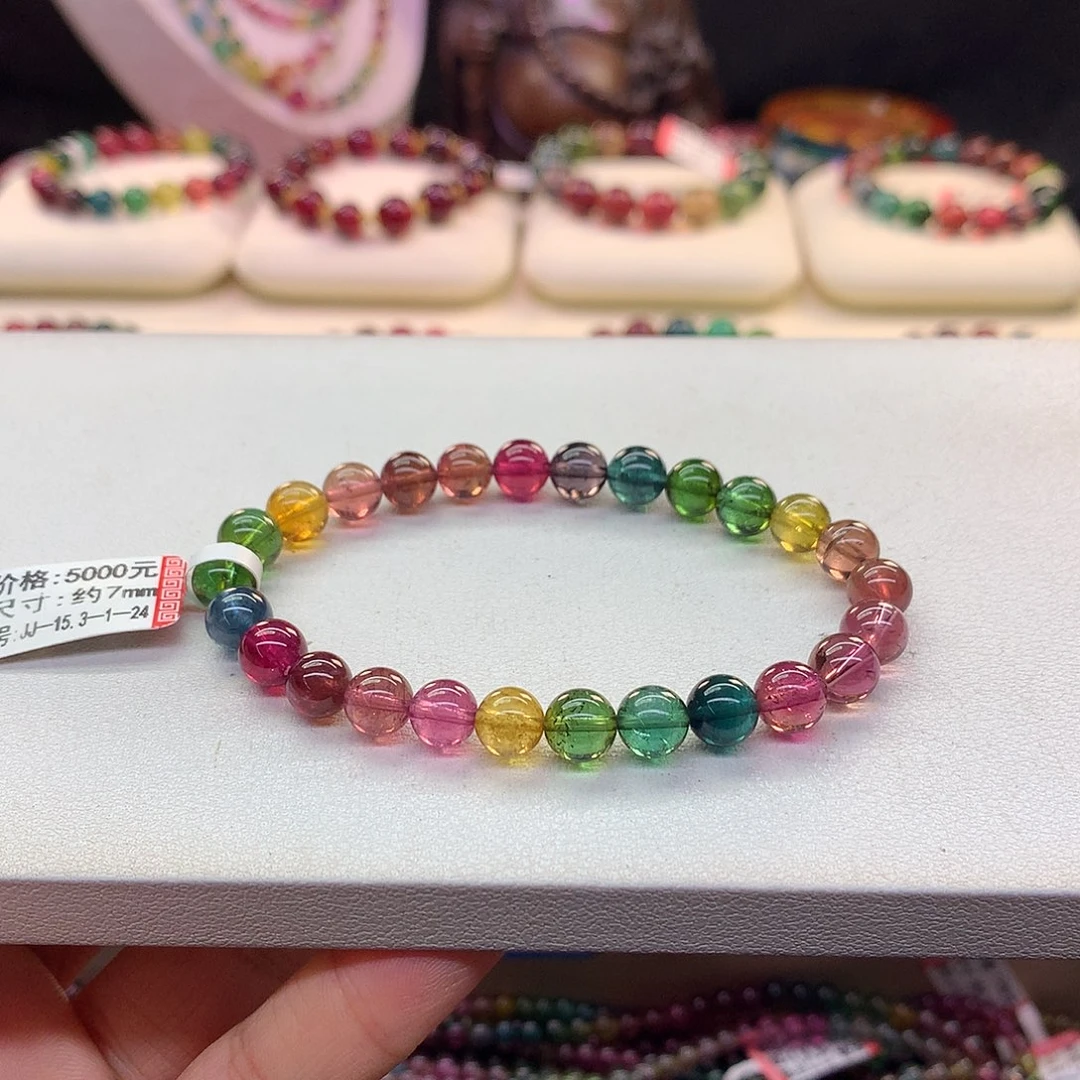 手串未镶嵌碧玺7.2/老矿浓艳。