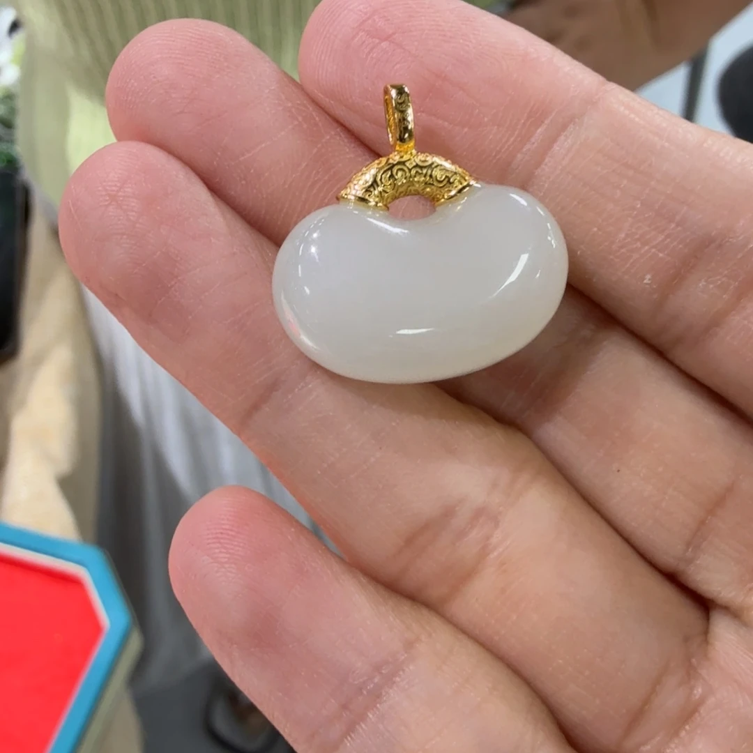和田玉银S925镶嵌颈饰白玉相思豆TZ多样性拍一发一