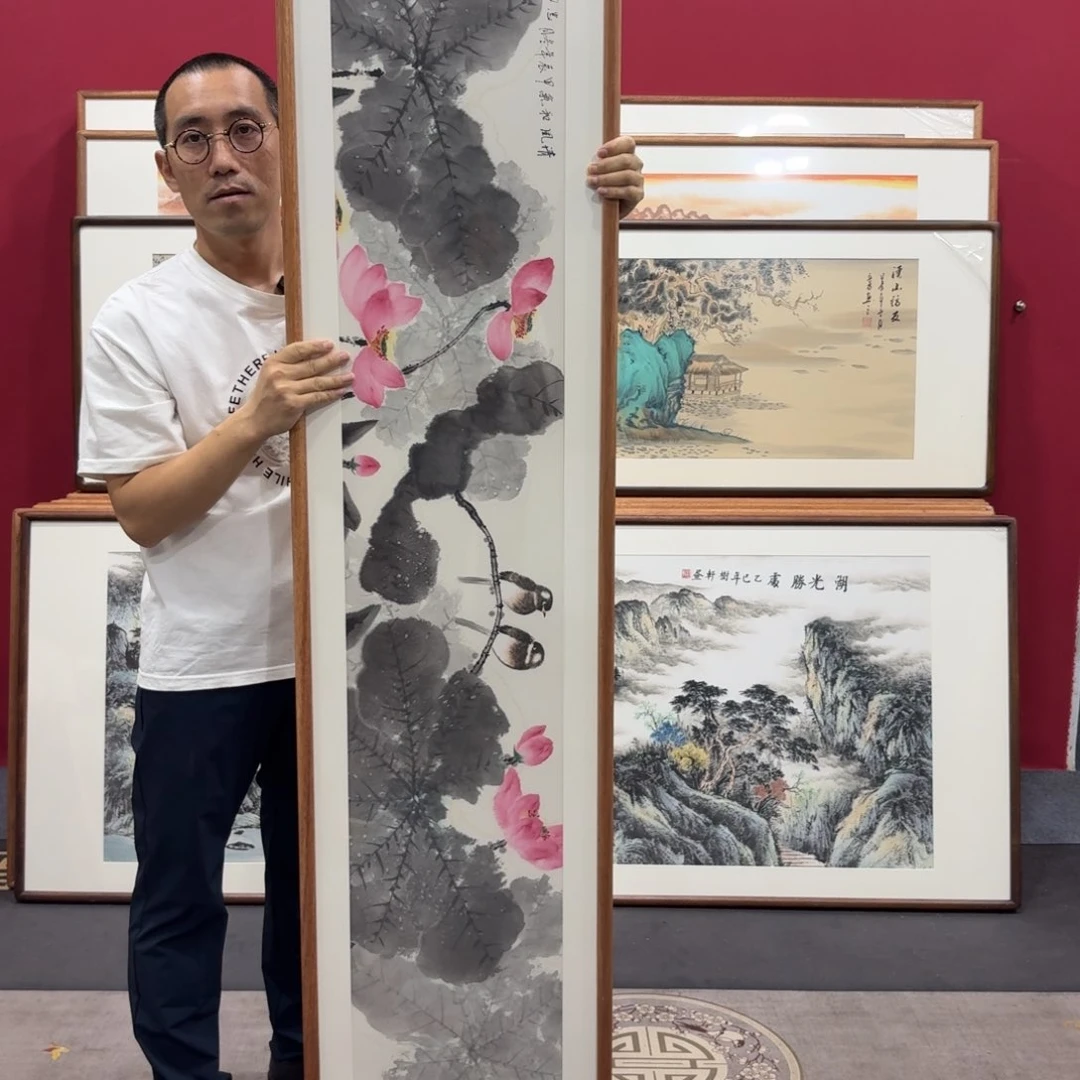 国画带框绘画210/40尺寸