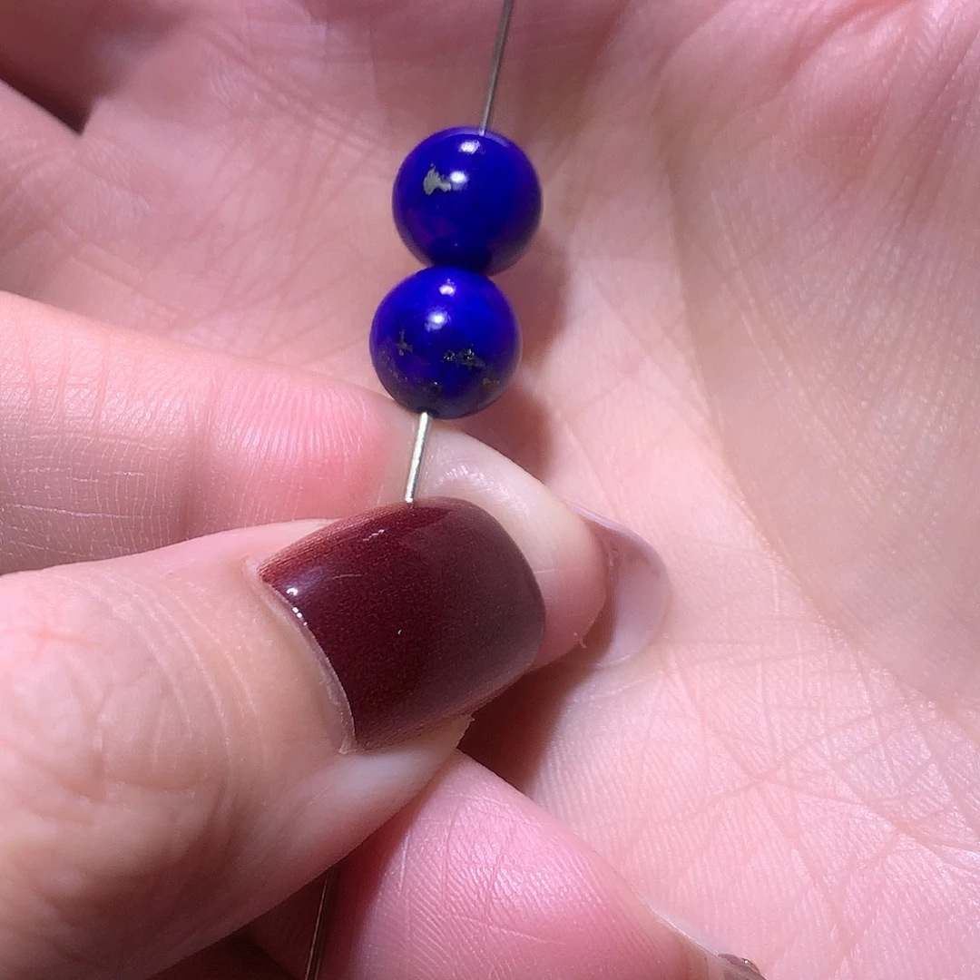 青金石未镶嵌天然原矿单圆珠9. 1m