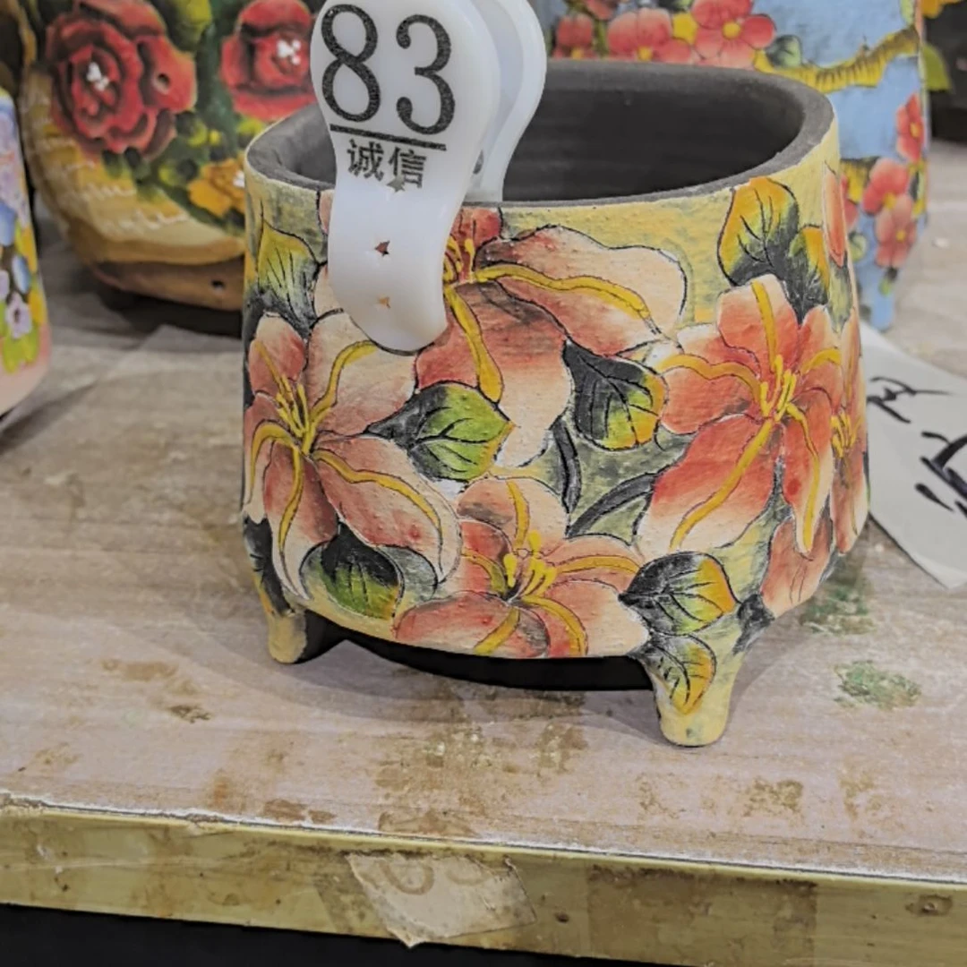 红泥花盆倾**物景德镇陶瓷