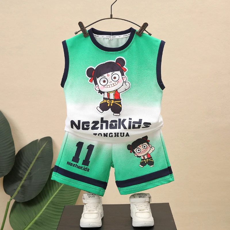 哪吒男童夏装套装2025新款帅气宝宝无袖儿童背心短裤夏季运动衣服