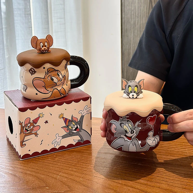 猫和老鼠马克陶瓷杯马克杯新款水杯女高颜值陶瓷带盖情侣喝水杯子