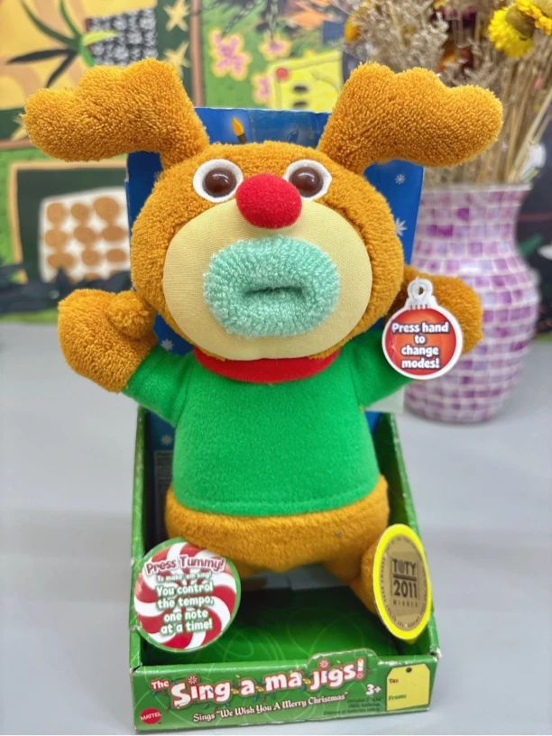 【全新带盒】现货sing a jigs 稀有圣诞麋鹿娃娃O嘴娃娃