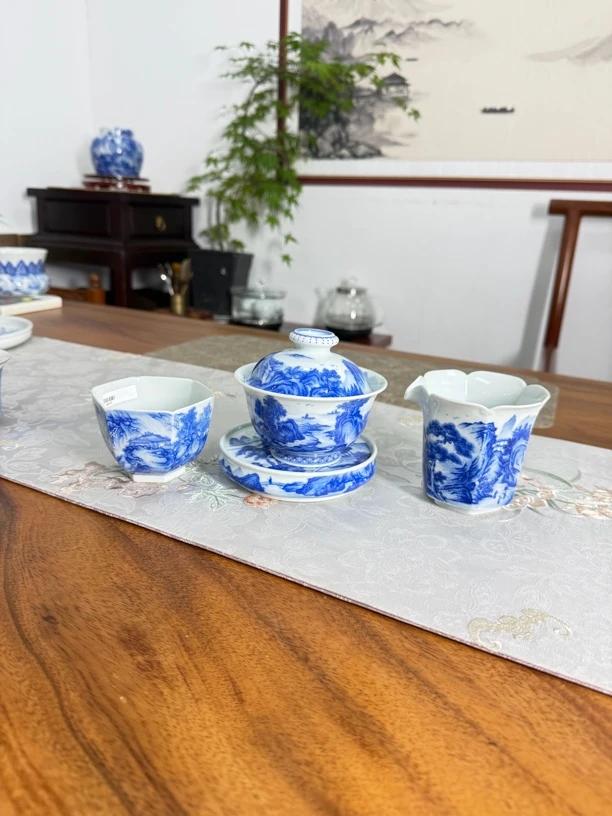 天青山房-重工山水系列珐琅彩手工茶杯主人杯泡茶品茗杯茶具陶瓷