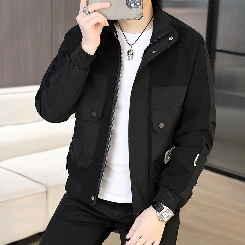 秋季立领夹克男2025新款宽松休闲上衣潮流帅气百搭短版风衣外套男