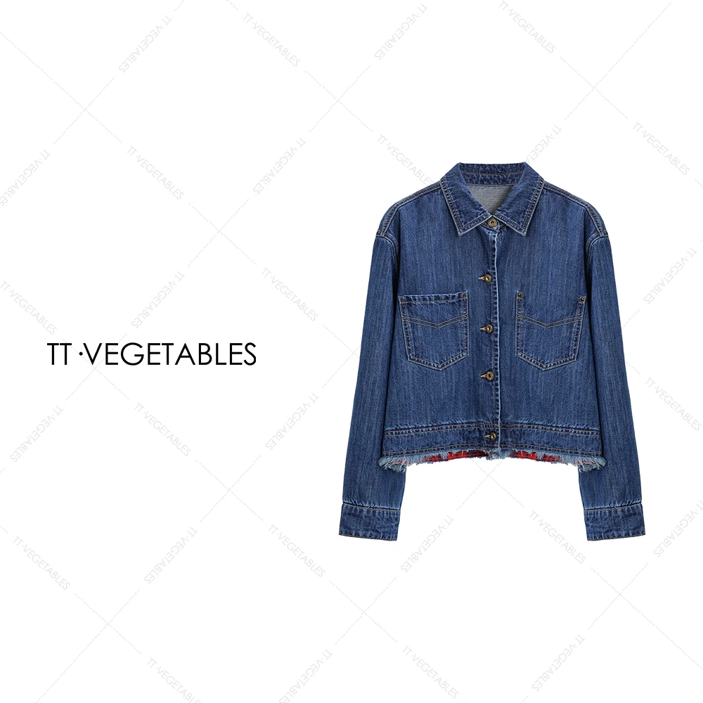 TT・VEGETABLES【序白】兰雪 纯棉短外套翻领宽松长袖牛仔衣521123