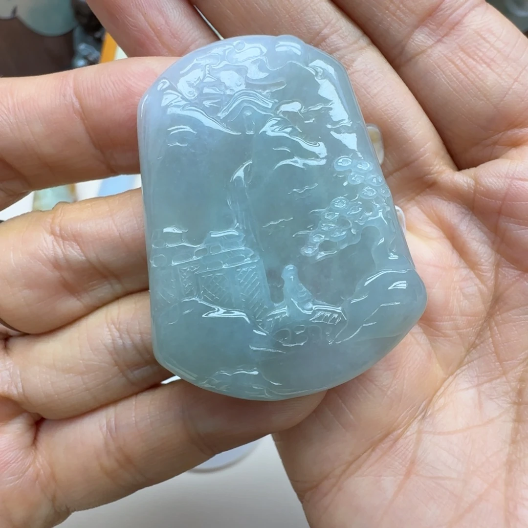 内***瑙翡翠未镶嵌颈饰山水