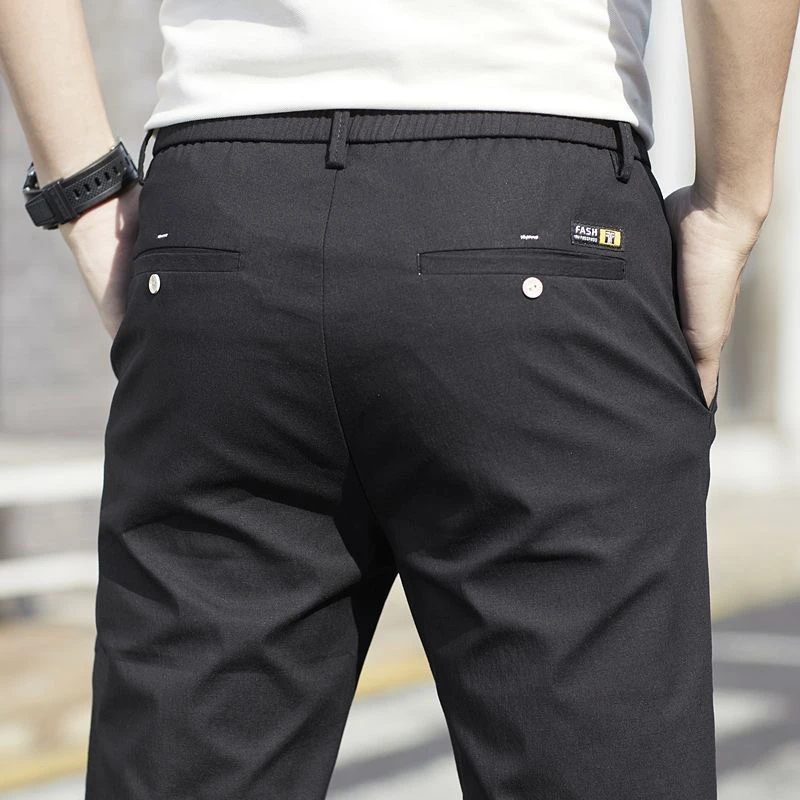 春秋季爆款休闲裤男士2025新款修身直筒潮流松紧腰百搭长裤子男款