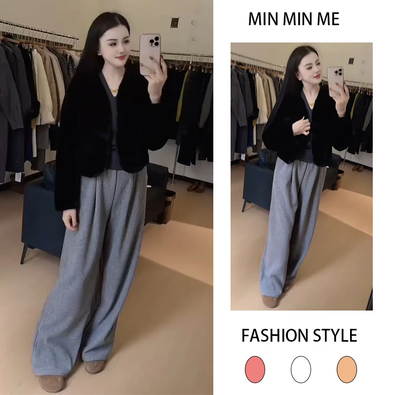 2025秋季新款设计感韩版时尚百搭长袖开衫女搭配休闲阔腿裤两件套