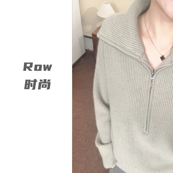 秋冬新款加厚重磅休闲宽松纯色百搭时尚慵懒风针织衫8217