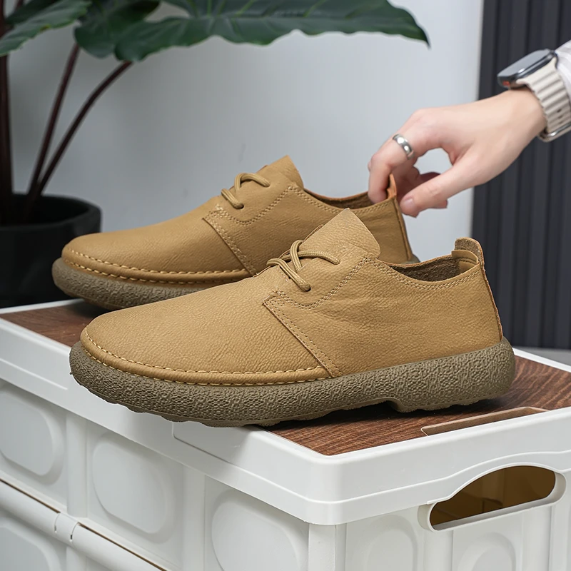 男鞋冬季英伦风复古男士休闲皮鞋休闲运动防水防滑软底上班工作鞋