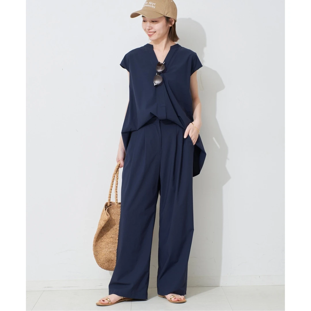 【胖虎家】夏季新款 S 洋气凉感抗皱时尚女装短袖上衣+裤子套装