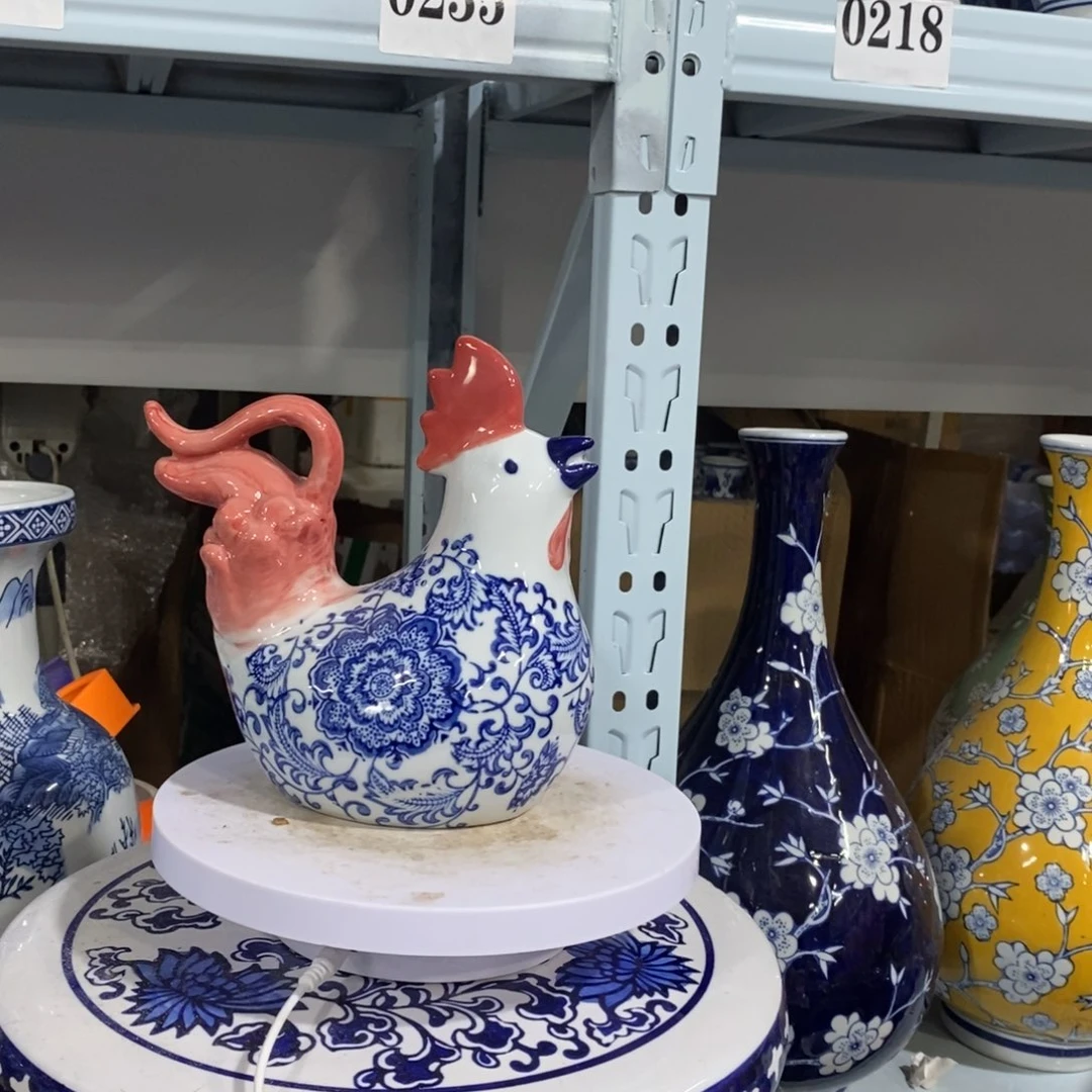 瓶公鸡摆件花瓶摆件