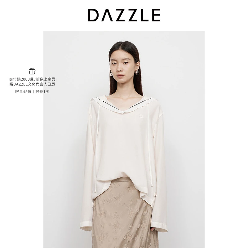 DAZZLE 地素毛衣25春季新款时钟花海军领针织衫2J1D530