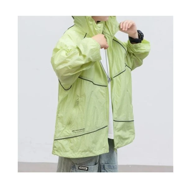 柳柳定制 2025年夏季新款男童拼反光条连帽防晒服 3315